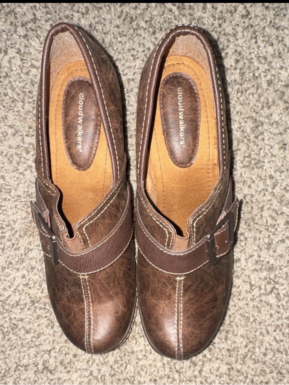 cloudwalkers Men’s Brown Slip-On Loafers with Buckle Accent